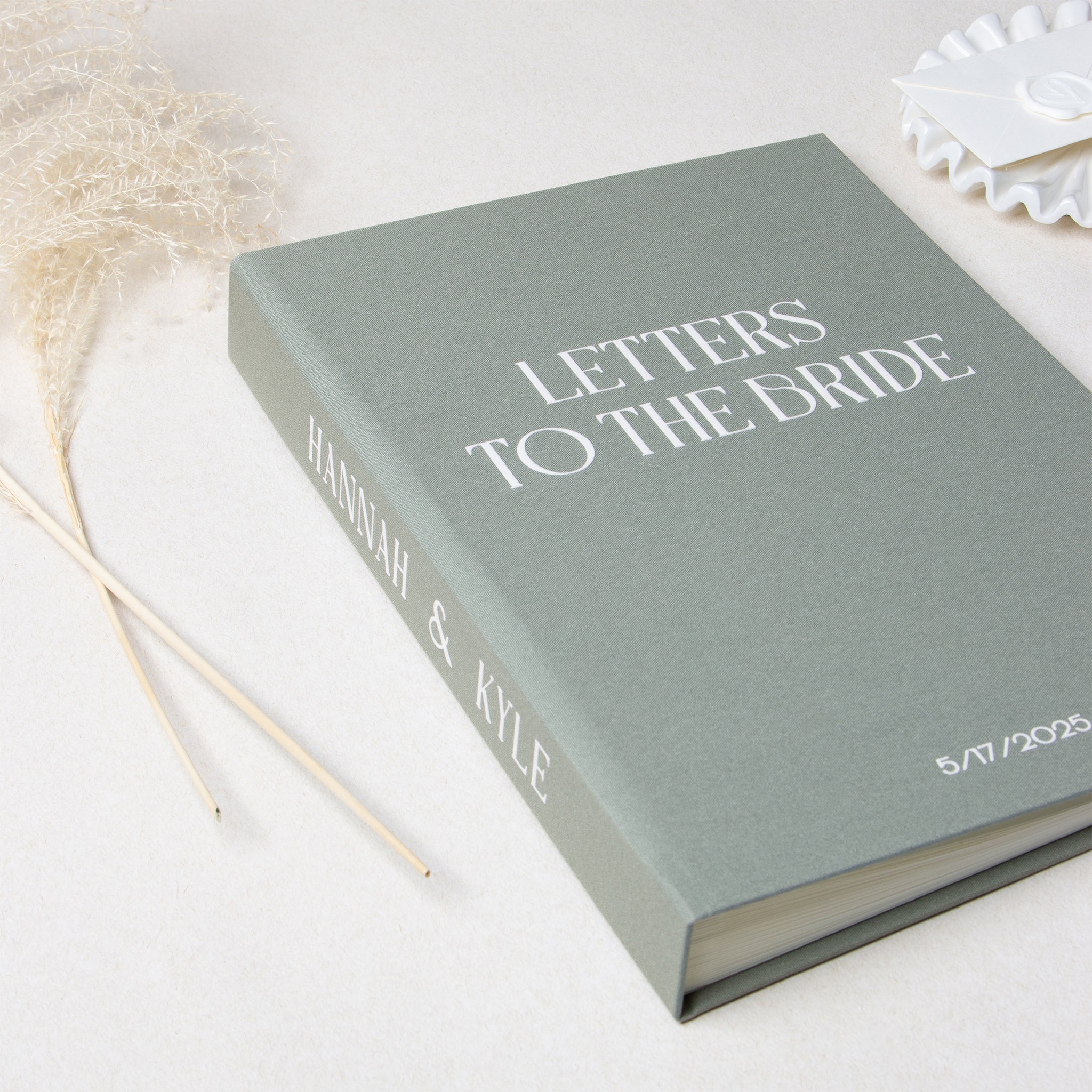Sage Green + White Velour | Guest Book