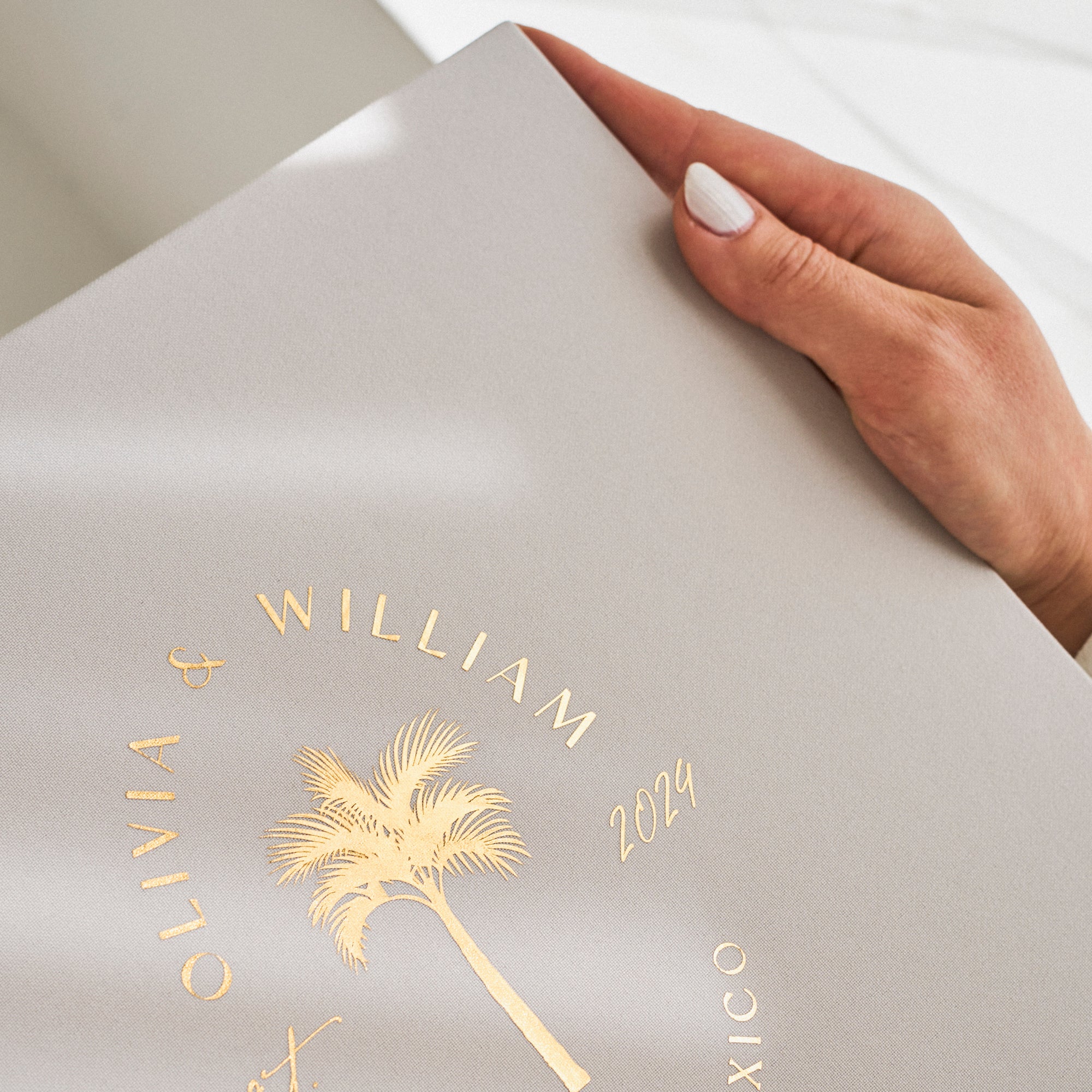 Light Gray + Real Gold | Guest Book | Beach Wedding