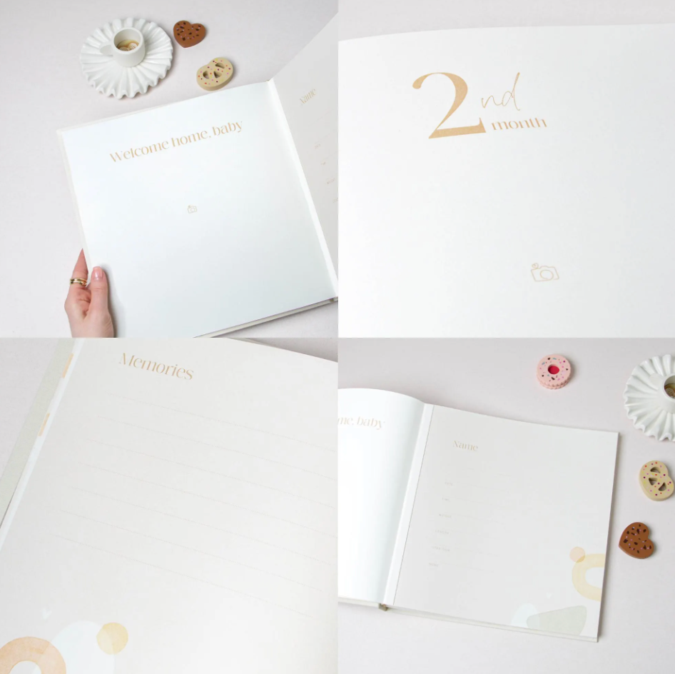 Cream + White Velour | 1st Year Baby Book