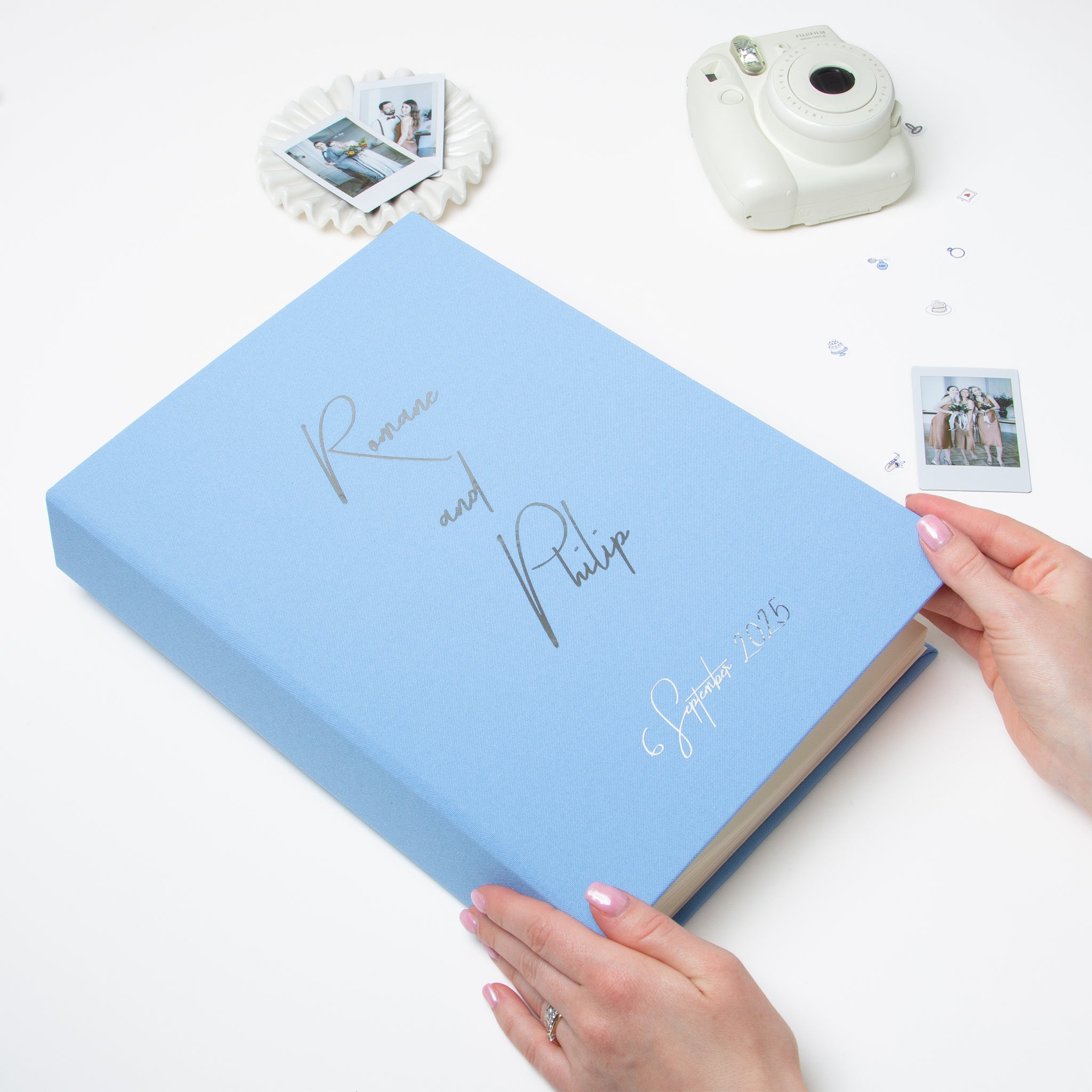 Serenity Blue + Silver Metallic | Guest Book