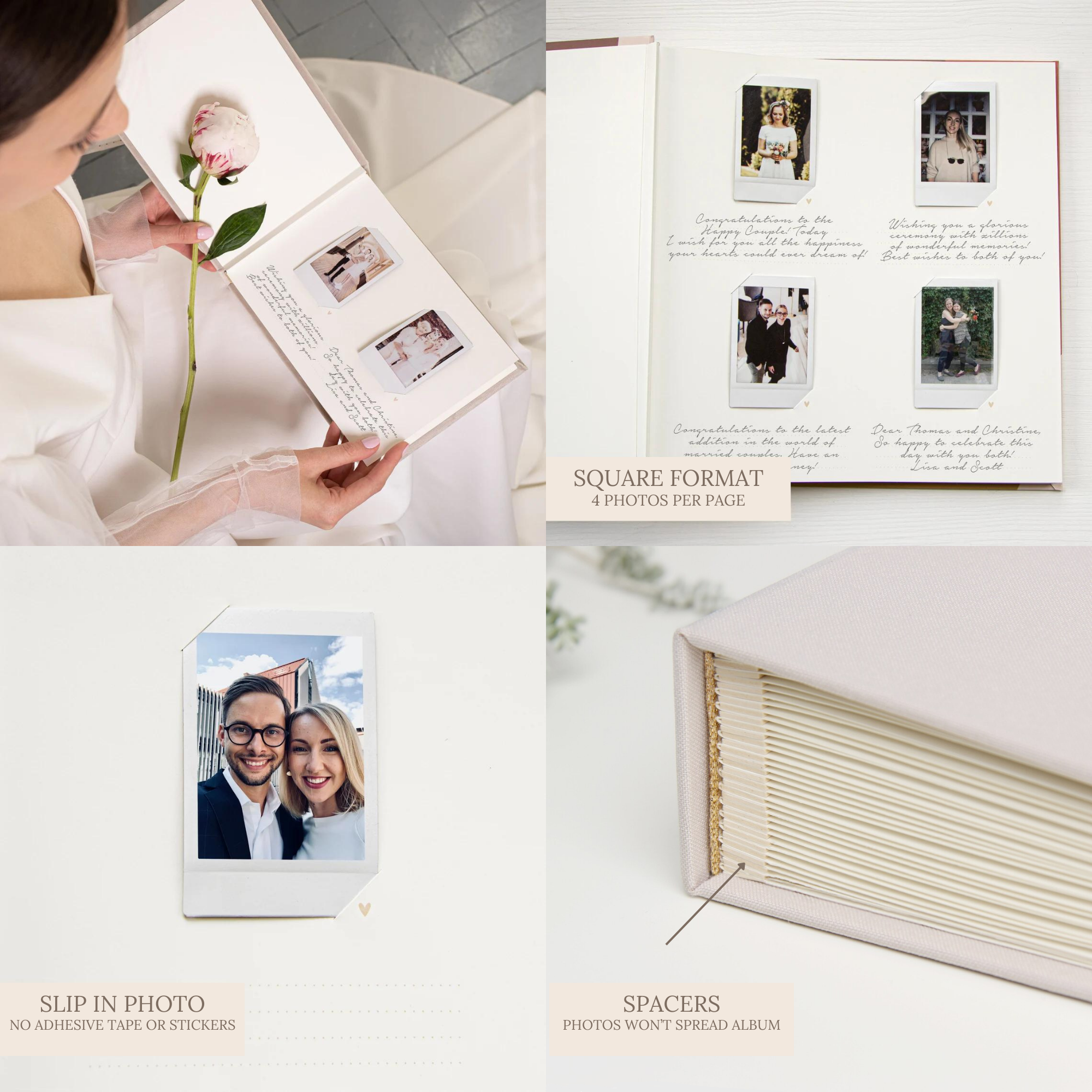 Center Up names, Silky White + Real Gold | Guest Book