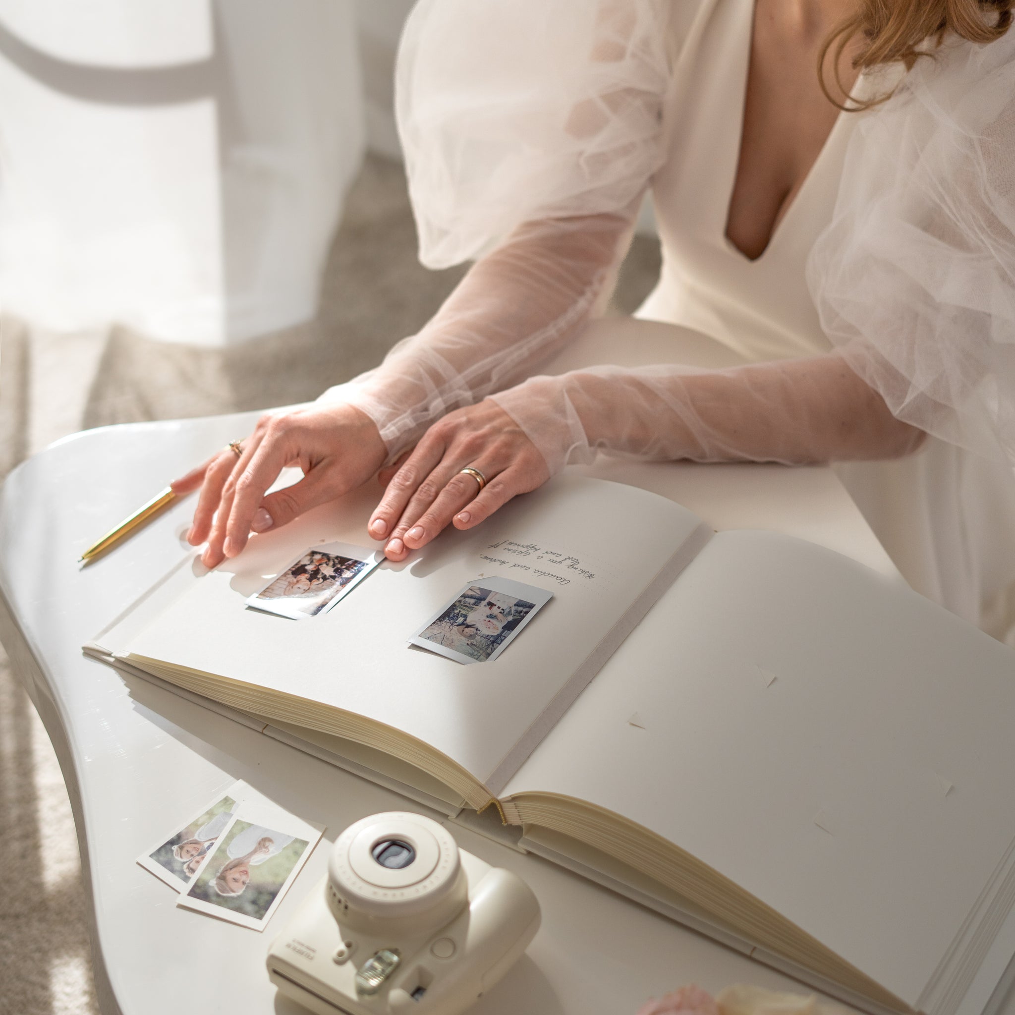 Ivory, White Lettering Date | Guest Book