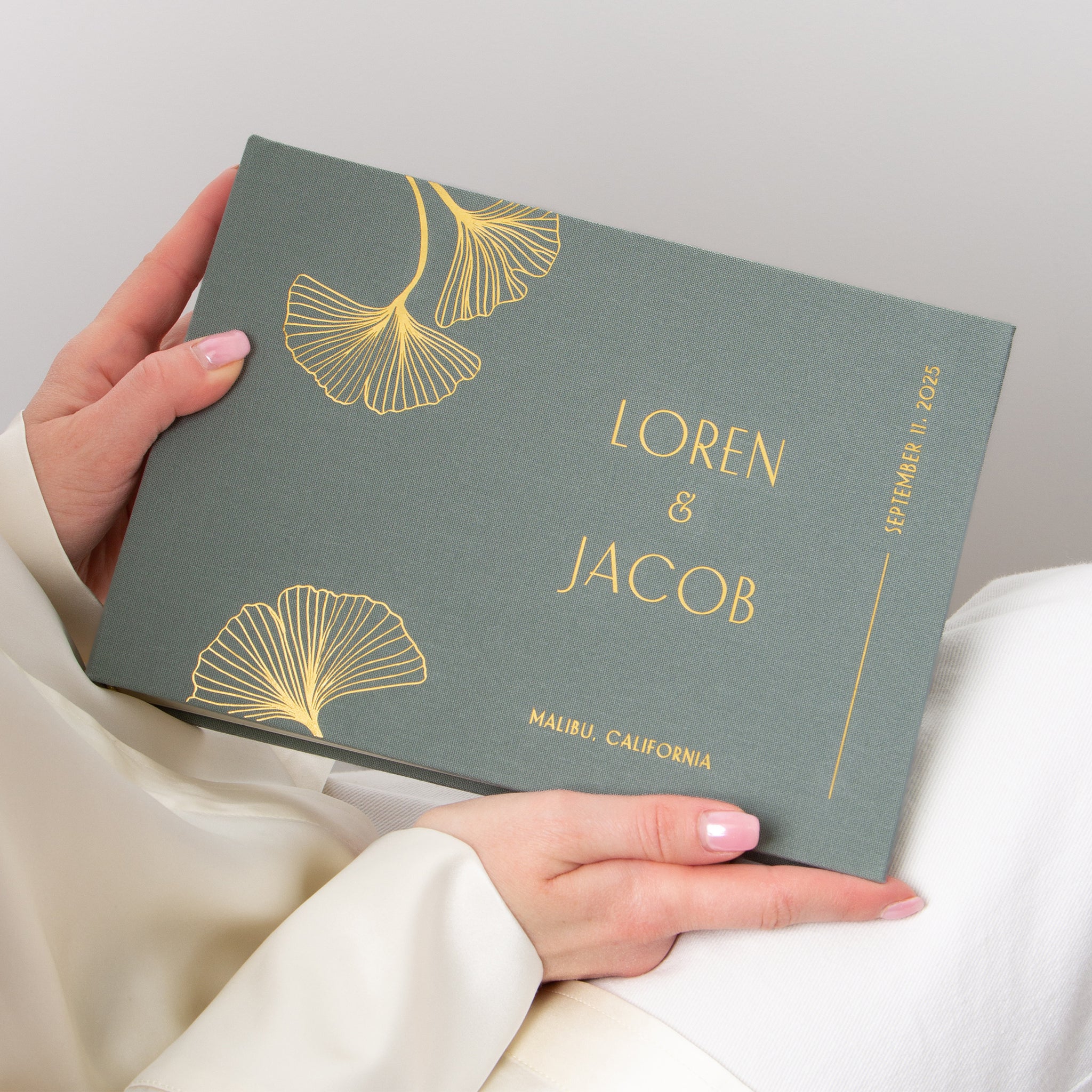 Sage Green + Real Gold | Guest Book