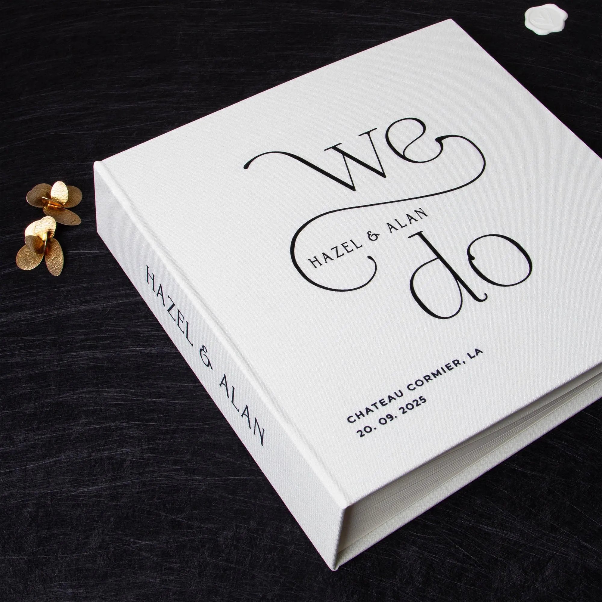 Silky White + Black Velour | Guest Book