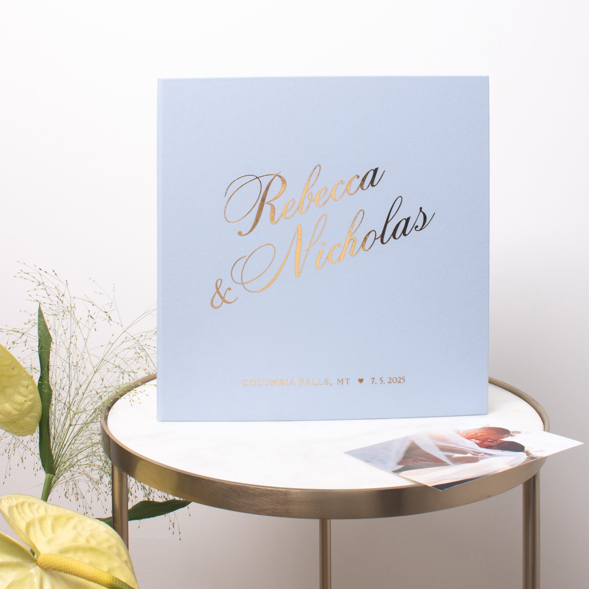 Light Blue + Real Gold  | Guest Book