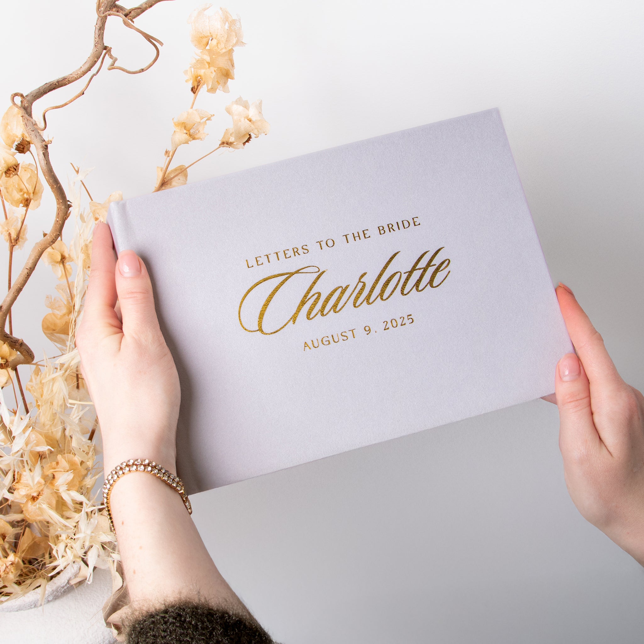 Light Gray + Real Gold | Letters to Bride Guest Book