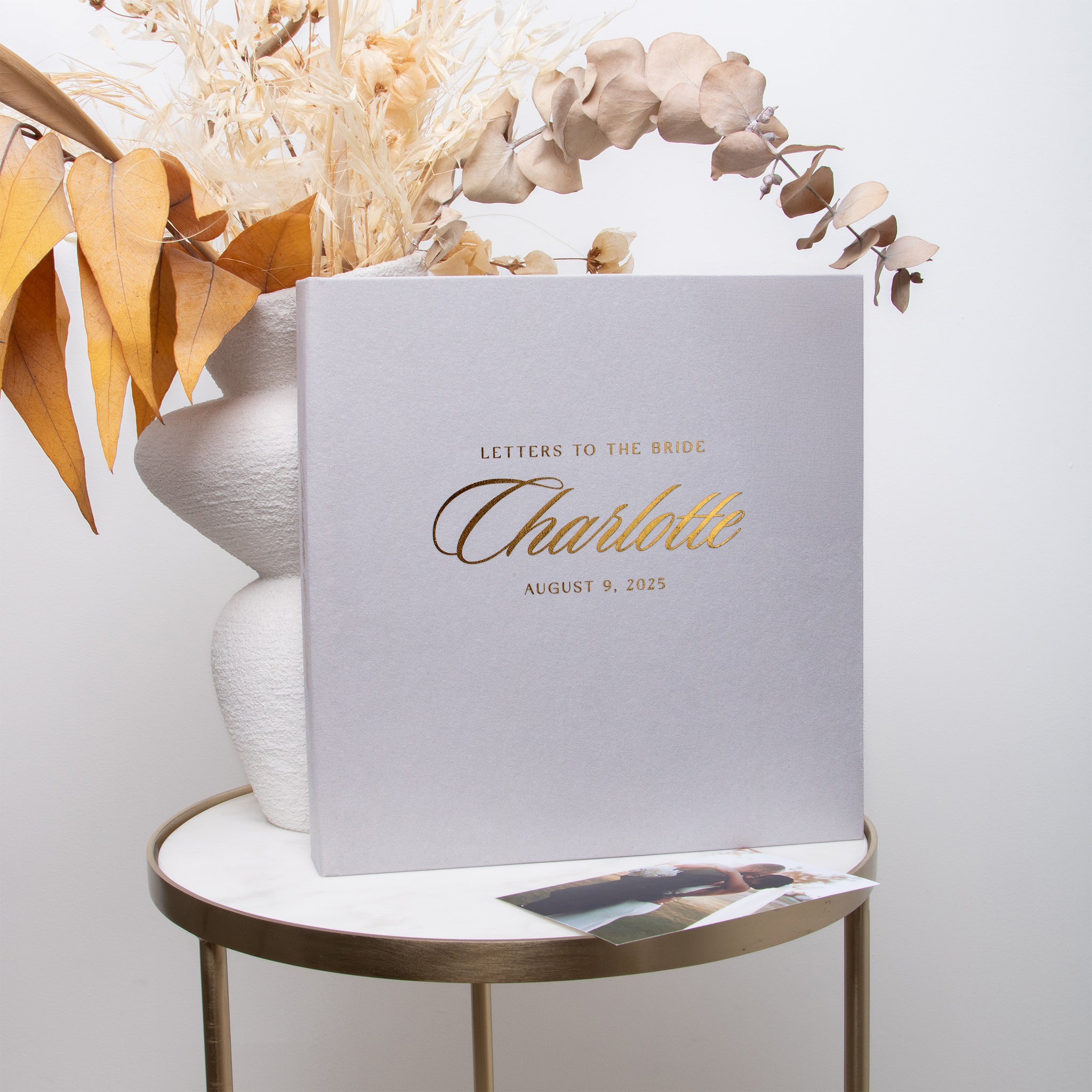 Light Gray + Real Gold | Letters to Bride Guest Book