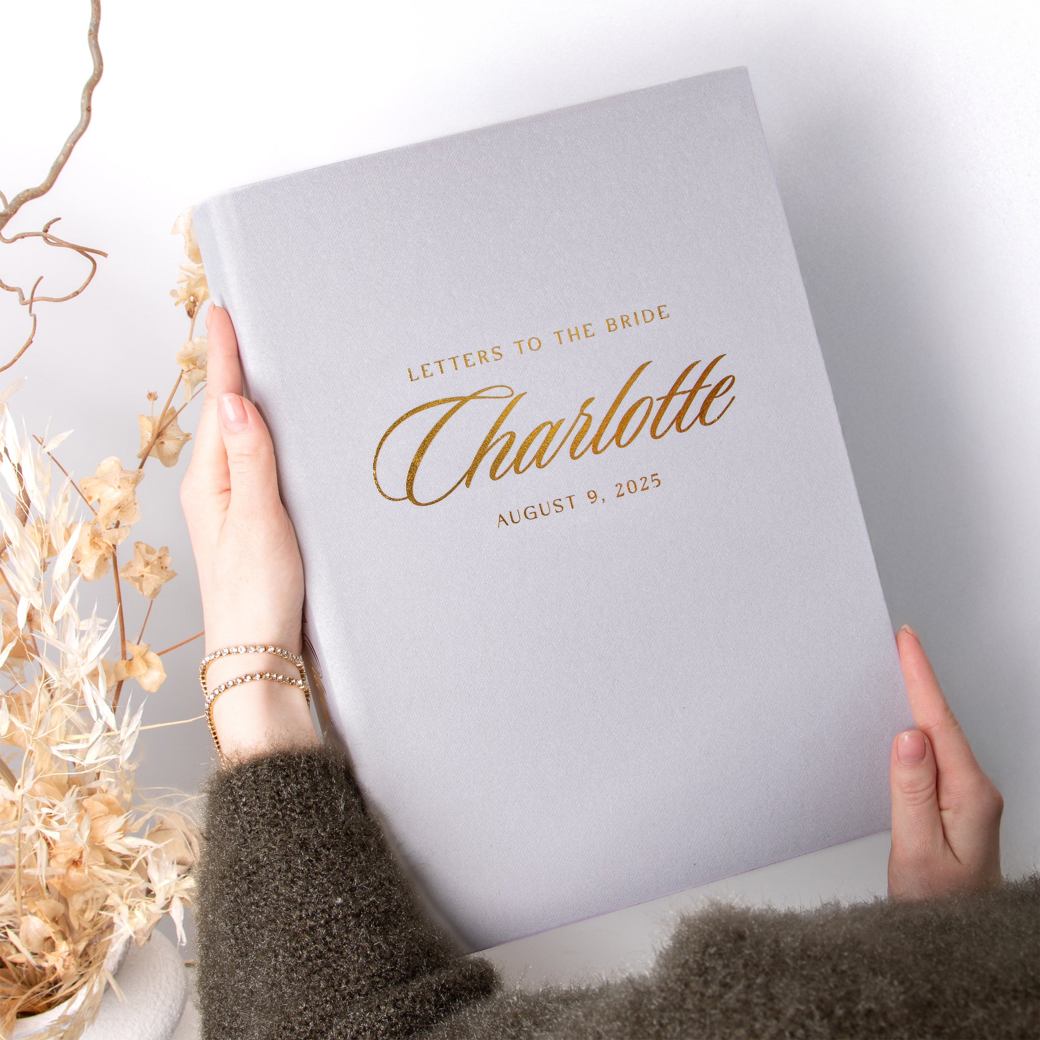 Light Gray + Real Gold | Letters to Bride Guest Book