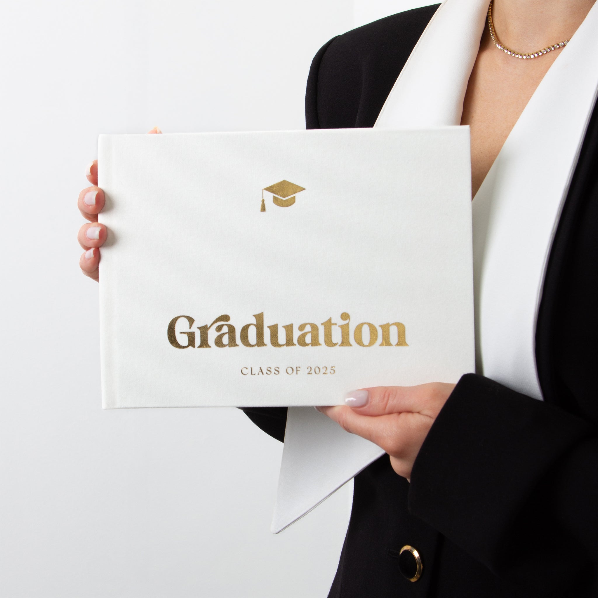 Silky White + Real Gold | Graduation Guest Book