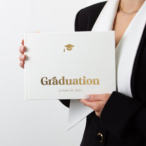 Silky White + Real Gold | Graduation Guest Book