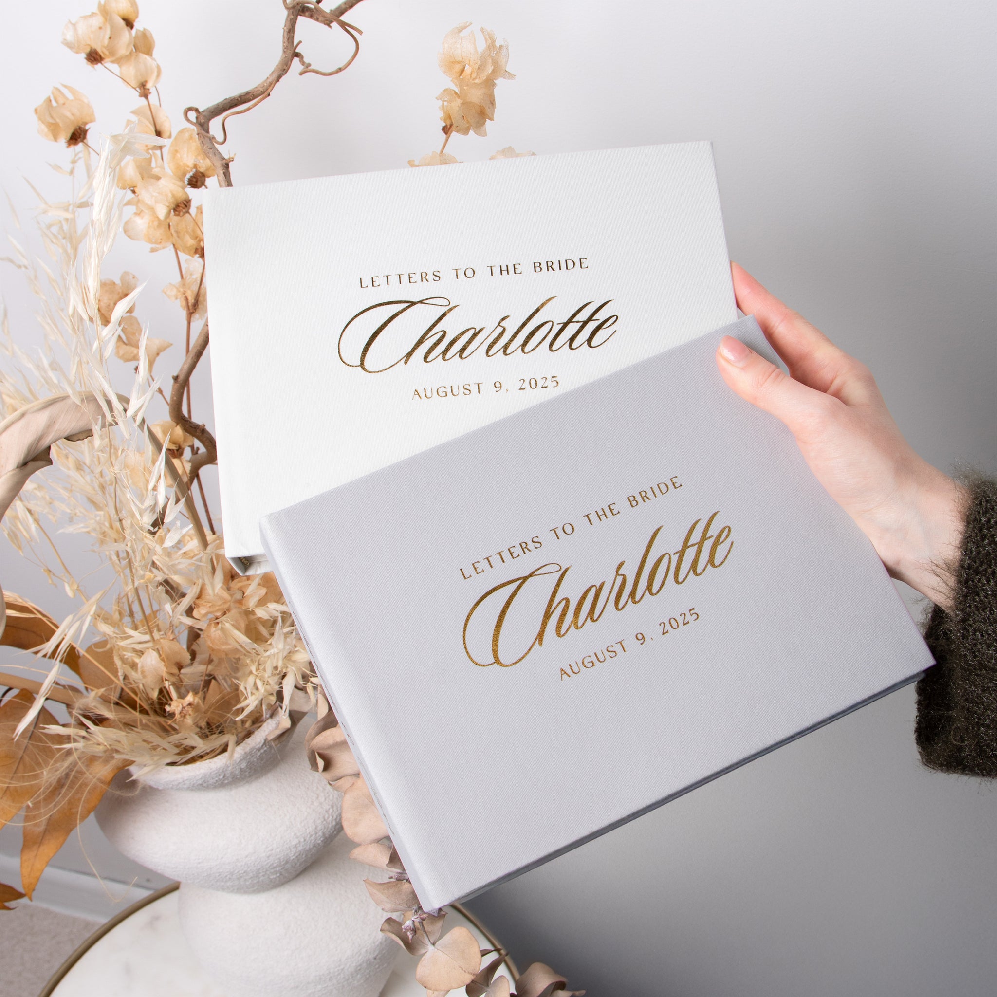 Light Gray + Real Gold | Letters to Bride Guest Book