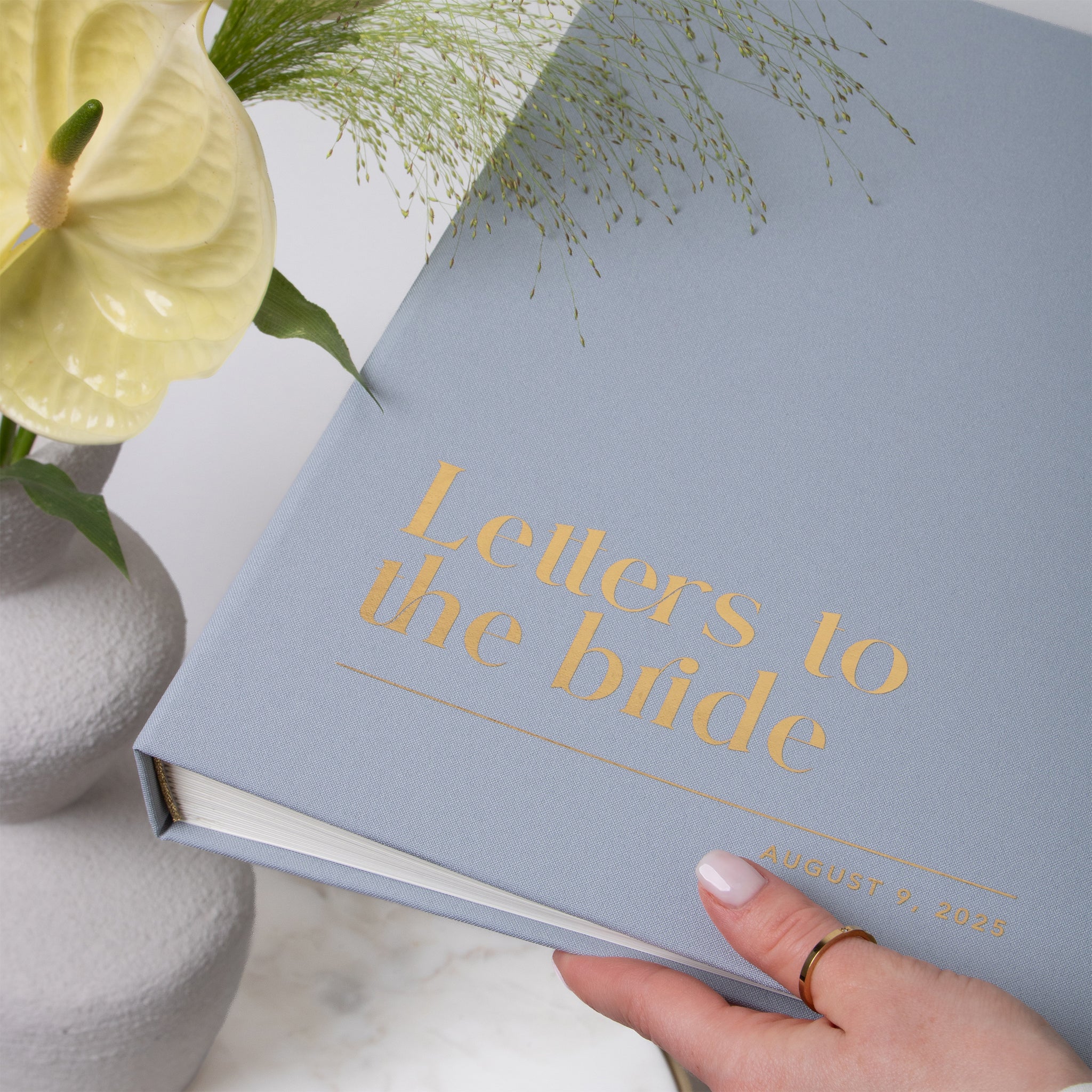 Dusty Sky Blue + Real Gold | Letters to Bride Guest Book