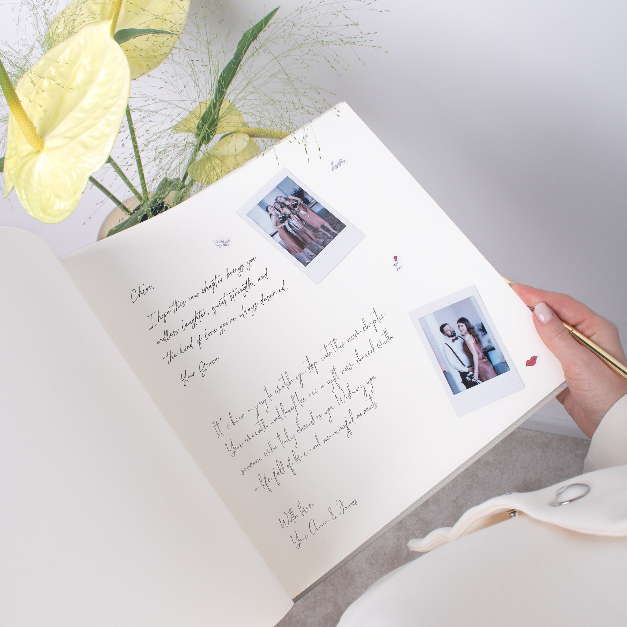 Sage Green + White Velour | Letters to Bride Guest Book