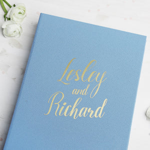 Sky Blue Instax Guestbook Gold Foil Lettering Blue Wedding Reception Decor - Liumy 