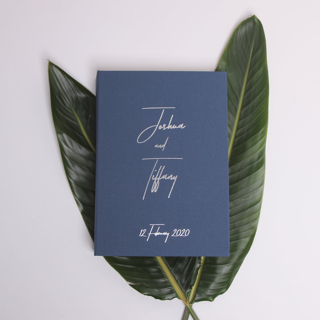 Dark Dusty Blue, Real Silver | Guest Book