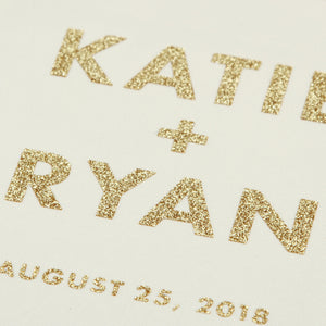 Instant Wedding Album Ivory Guest Book with Gold Glitter BOLD Lettering Instax Photo album - Liumy 