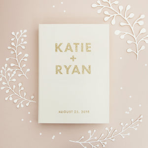 Instant Wedding Album Ivory Guest Book with Gold Glitter BOLD Lettering Instax Photo album - Liumy 