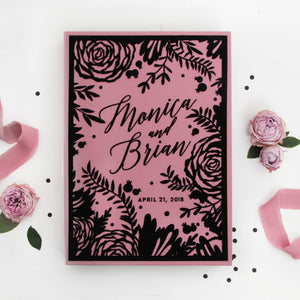 Embossed , Dusty Pink + Black Velour | Guest Book