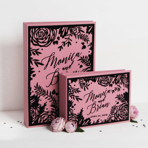 Embossed , Dusty Pink + Black Velour | Guest Book