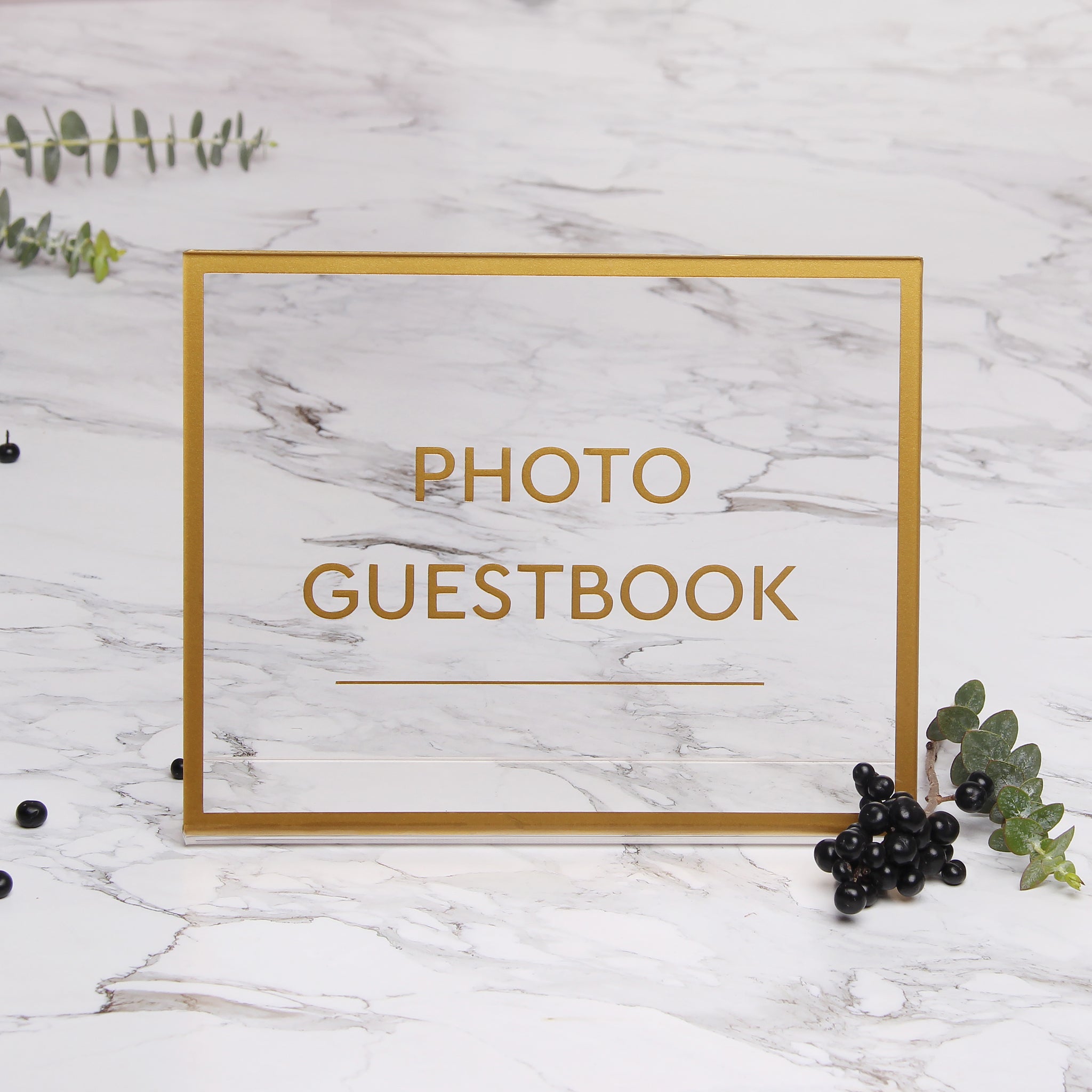 Acrylic Wedding Sign Guest book Glass Sign Transperant Photo Book Gold Foil Sign - by Liumy - Liumy 