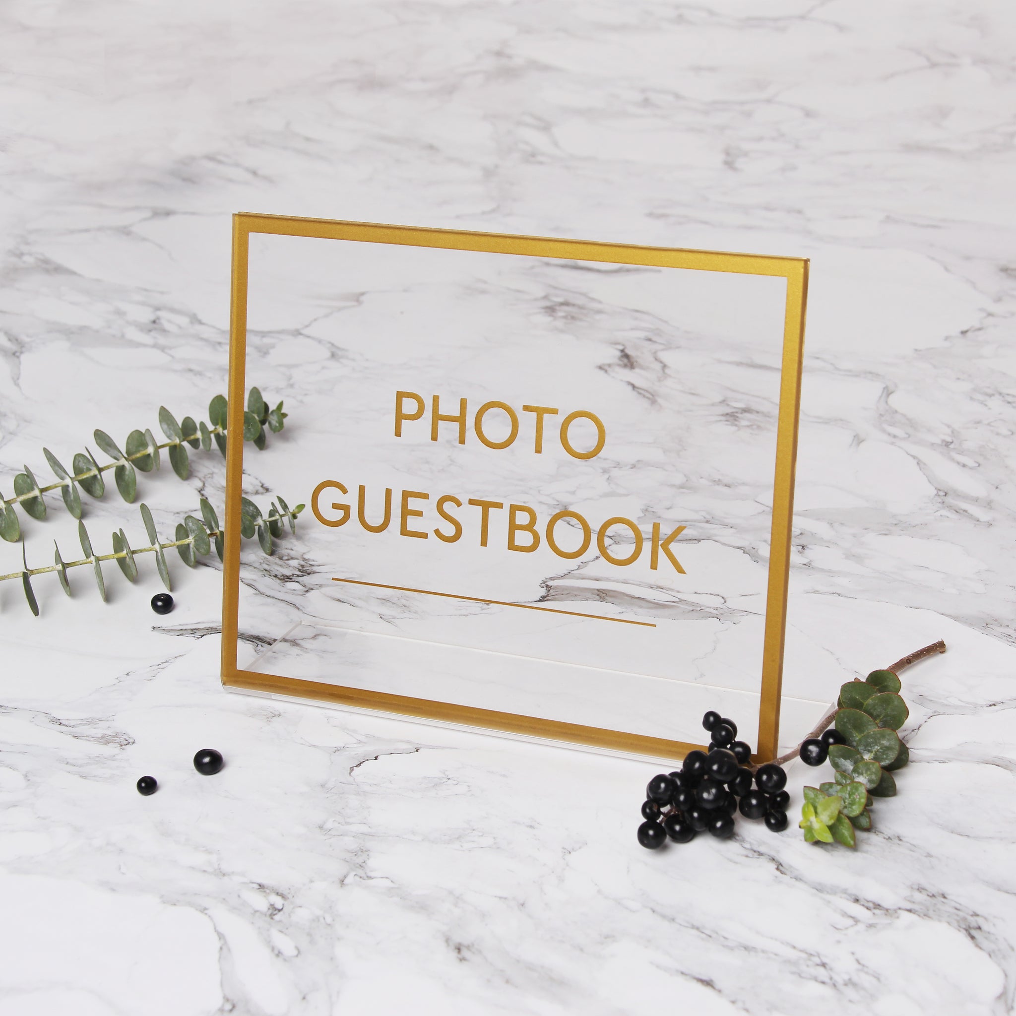 Acrylic Wedding Sign Guest book Glass Sign Transperant Photo Book Gold Foil Sign - by Liumy - Liumy 
