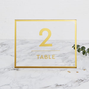 Acrylic Wedding Glass Sign For Table Numbers - Transperant Photo Book Gold Foil Sign - by Liumy - Liumy 