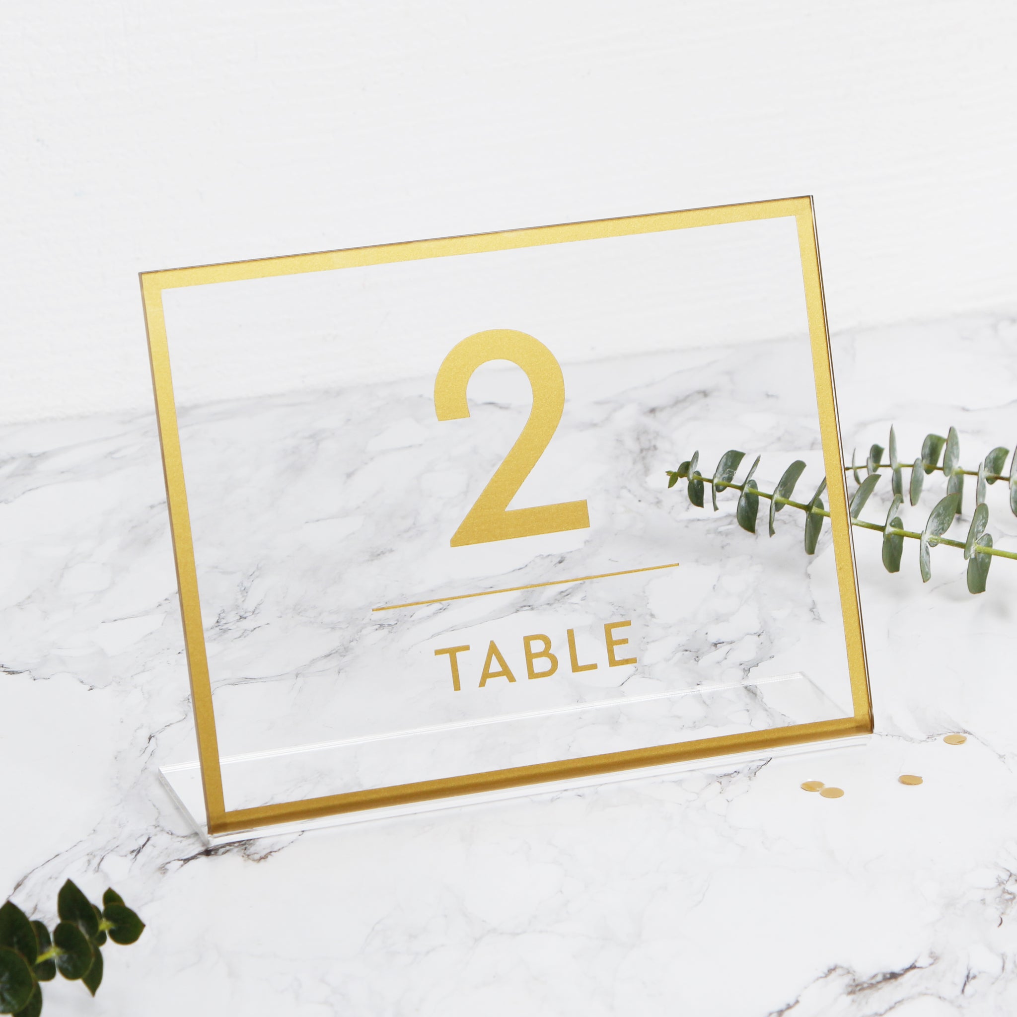 Acrylic Wedding Glass Sign For Table Numbers - Transperant Photo Book Gold Foil Sign - by Liumy - Liumy 