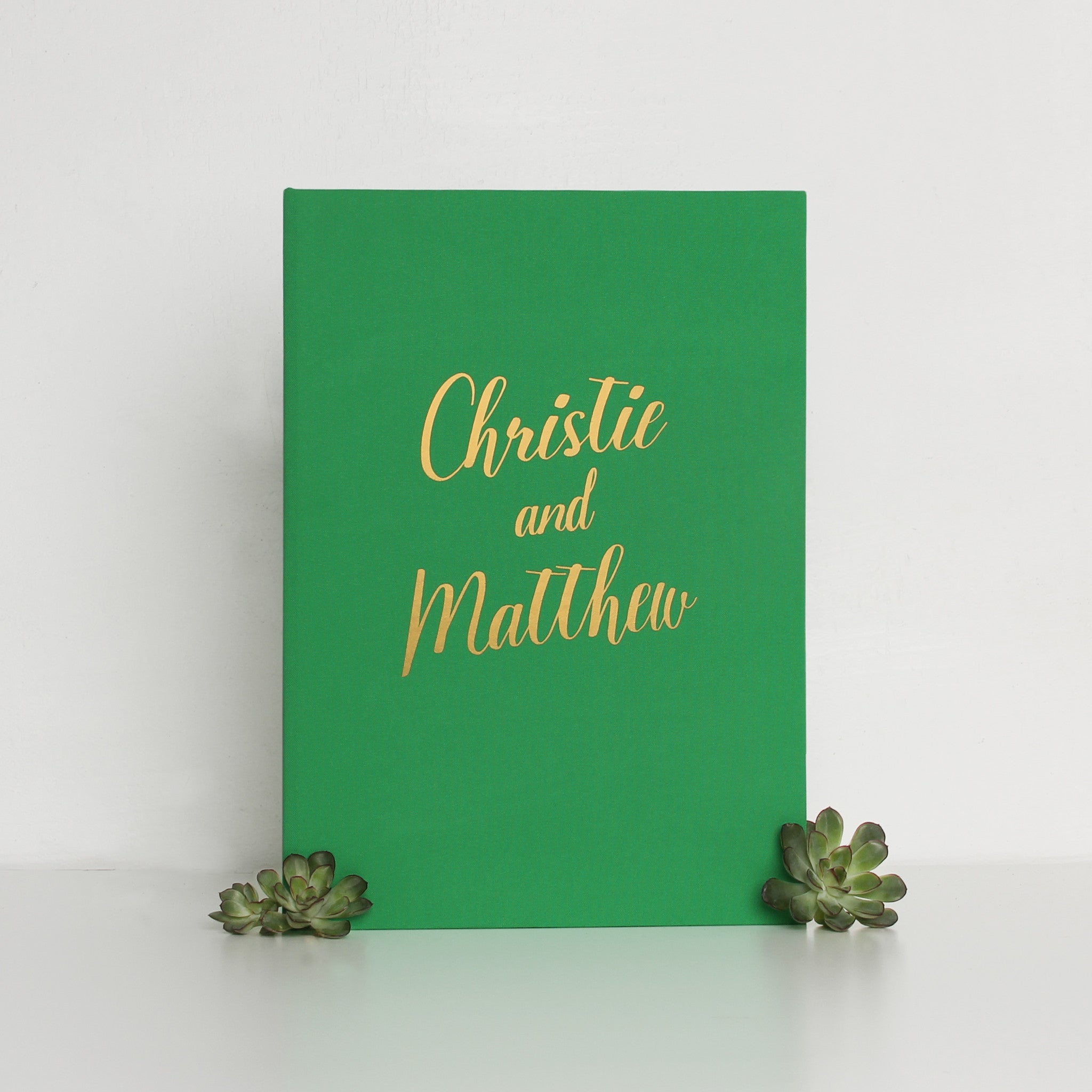 Green Instax guest book Photo Wedding GuestBook Greenery with Gold Foil Lettering Pocket Wedding Album - by Liumy - Liumy 