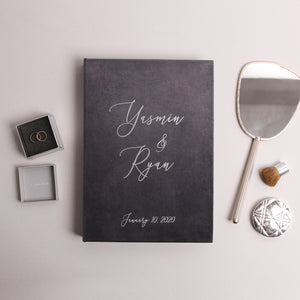 Dark Gray Velour + Real Silver | Guest Book