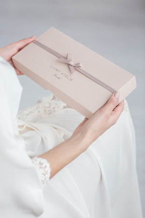 Bridal Garter White Tule Embroidery by Liumy Design Atelje - Liumy 