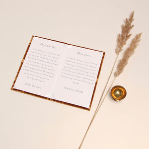 Gold Brown Velour Wedding Vow Books, Keepsake Calligraphy Her Vows Bride and Groom Ceremony - Liumy 