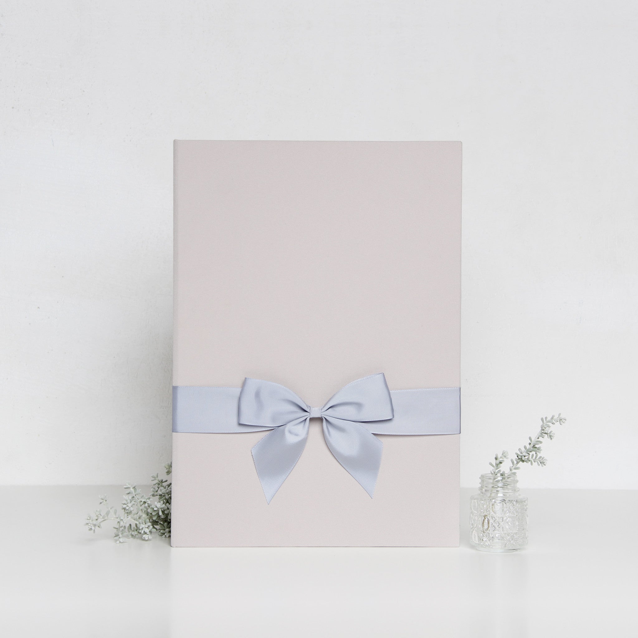Photo Wedding Guest Book Album Cream Ribbon with Personalised first Page by Liumy - Liumy 