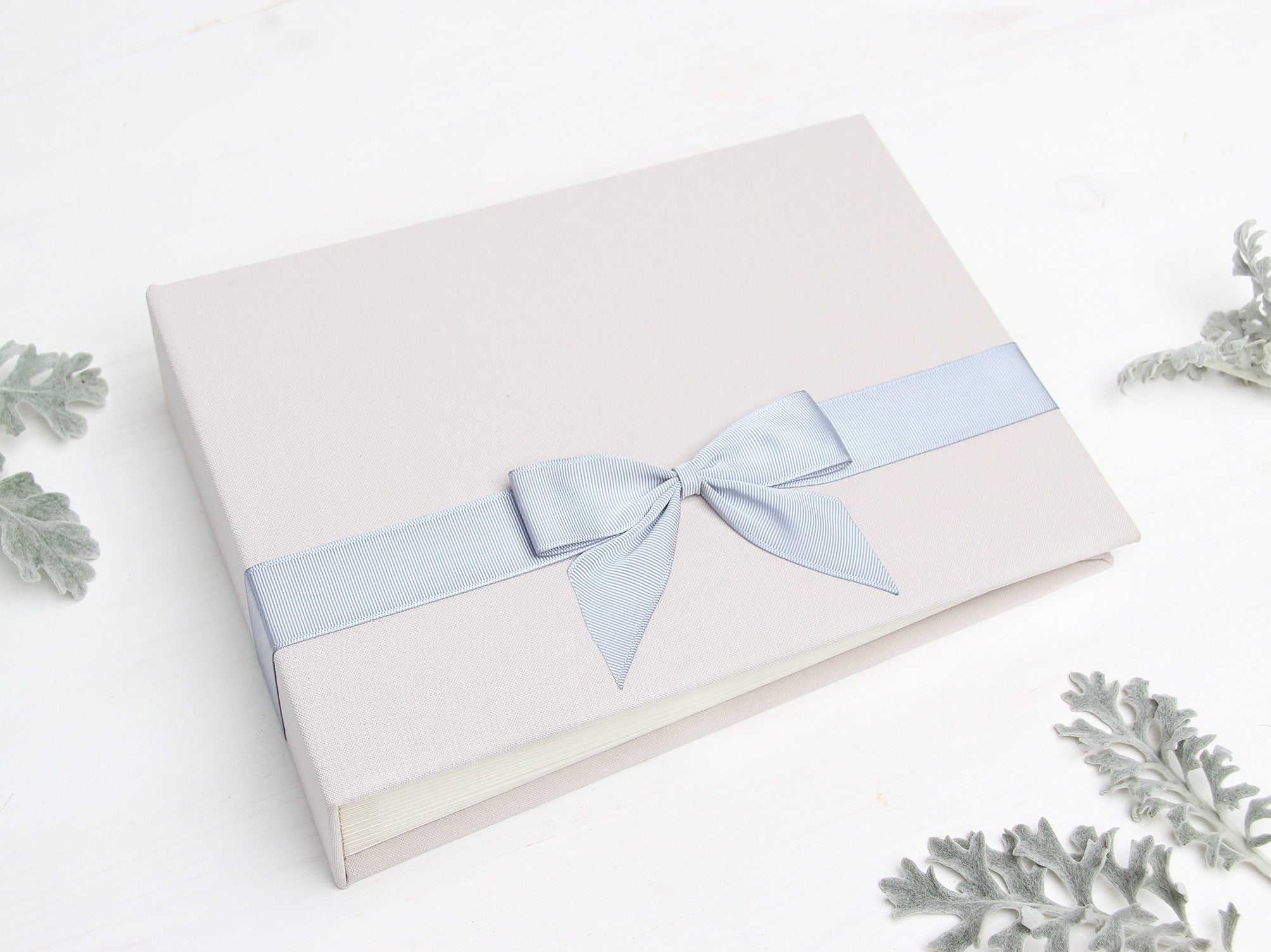 Photo Wedding Guest Book Album Cream Ribbon with Personalised first Page by Liumy - Liumy 