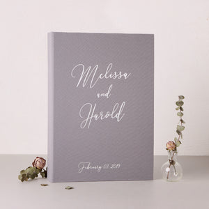 Gray, Silver Metallic Lettering | Guest Book