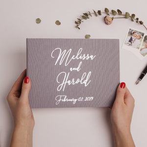 Gray, Silver Metallic Lettering | Guest Book