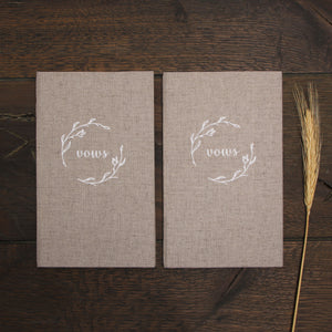 Wedd Vow Books White Velour Rustic Wreath Keepsake Calligraphy Vows Bride and Groom Ceremony - Liumy 