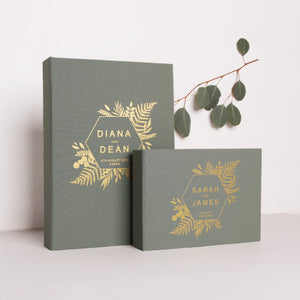 Sage Green, Gold Matte Lettering | Guest Book