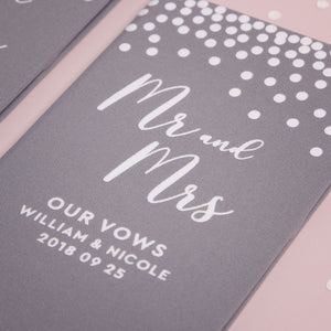 Personalized Wedding Vow Books White Velour Gray Dots Vows Bride and Groom Ceremony - Liumy 