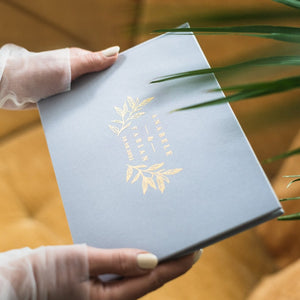 Leaf Twigs, Blue + Real Gold | Guest Book