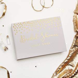 Bridal Shower Guest Book - Cream Album with Gold Foil Lettering - Liumy 