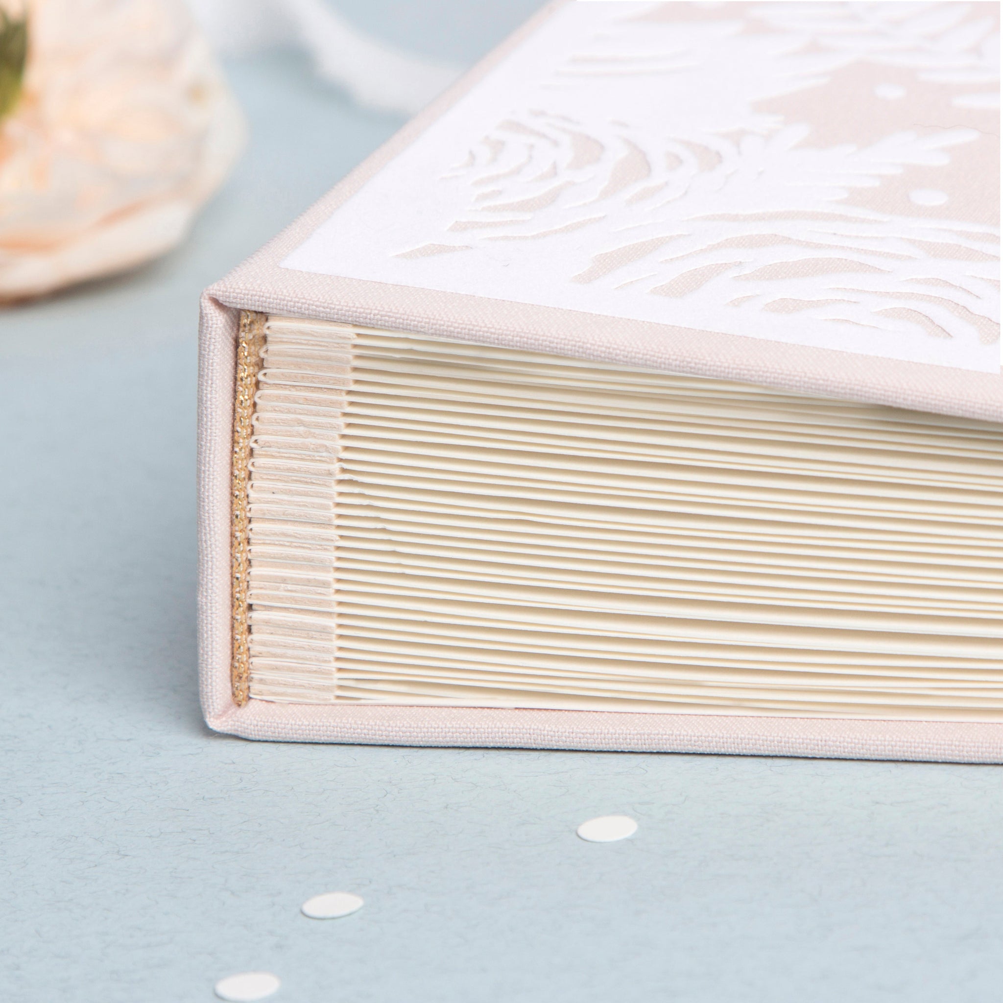 Exclusive Photo Guestbook Cream Embossed White Velour Cover Instant Wedding Album by Liumy - Liumy 